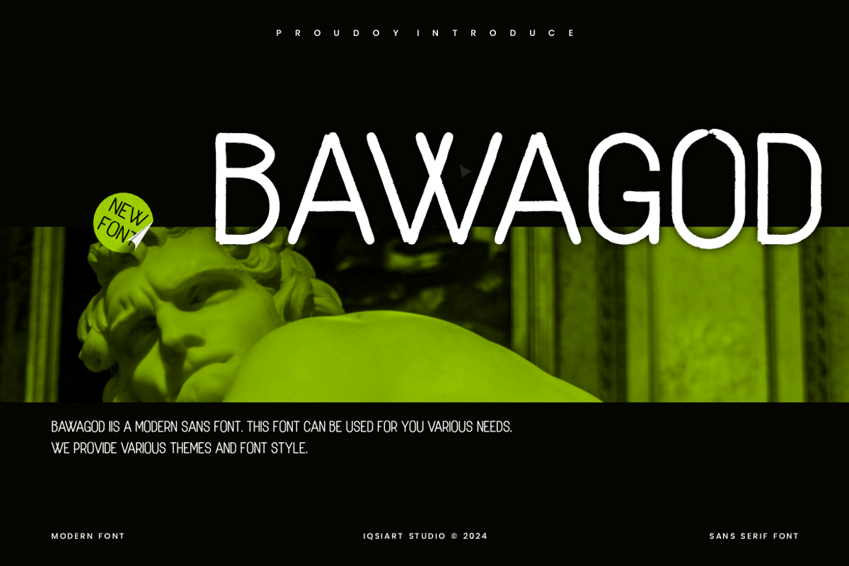 Bawagod - Modern Sans Font, a Sans Serif Font by Iqsiart Studio (Photo 1 of 6)