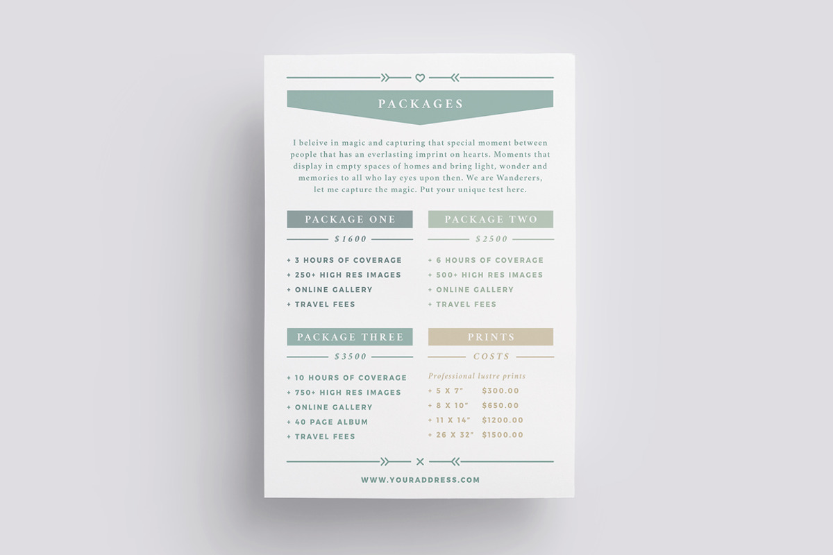 WANDERERS Wedding Flyer Price List, a Flyer Template by 46&2 Collective (Photo 10 of 20)