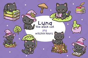 Kawaii Black Cat Witching Hours, an Animal Illustration by Blumensdiary