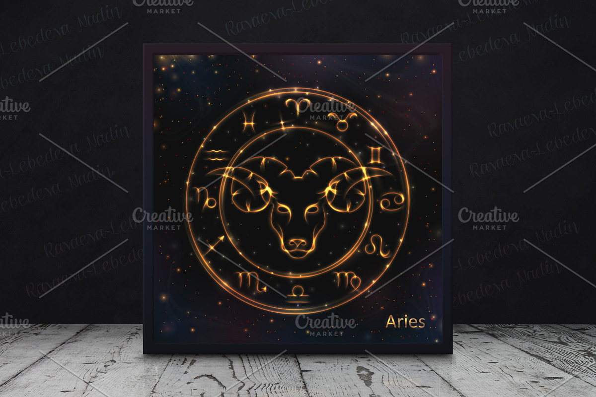 SET / GOLDEN ZODIAC SIGNS / VECTOR, an Animal Illustration by Nadin_Lebedeva (Photo 6 of 17)