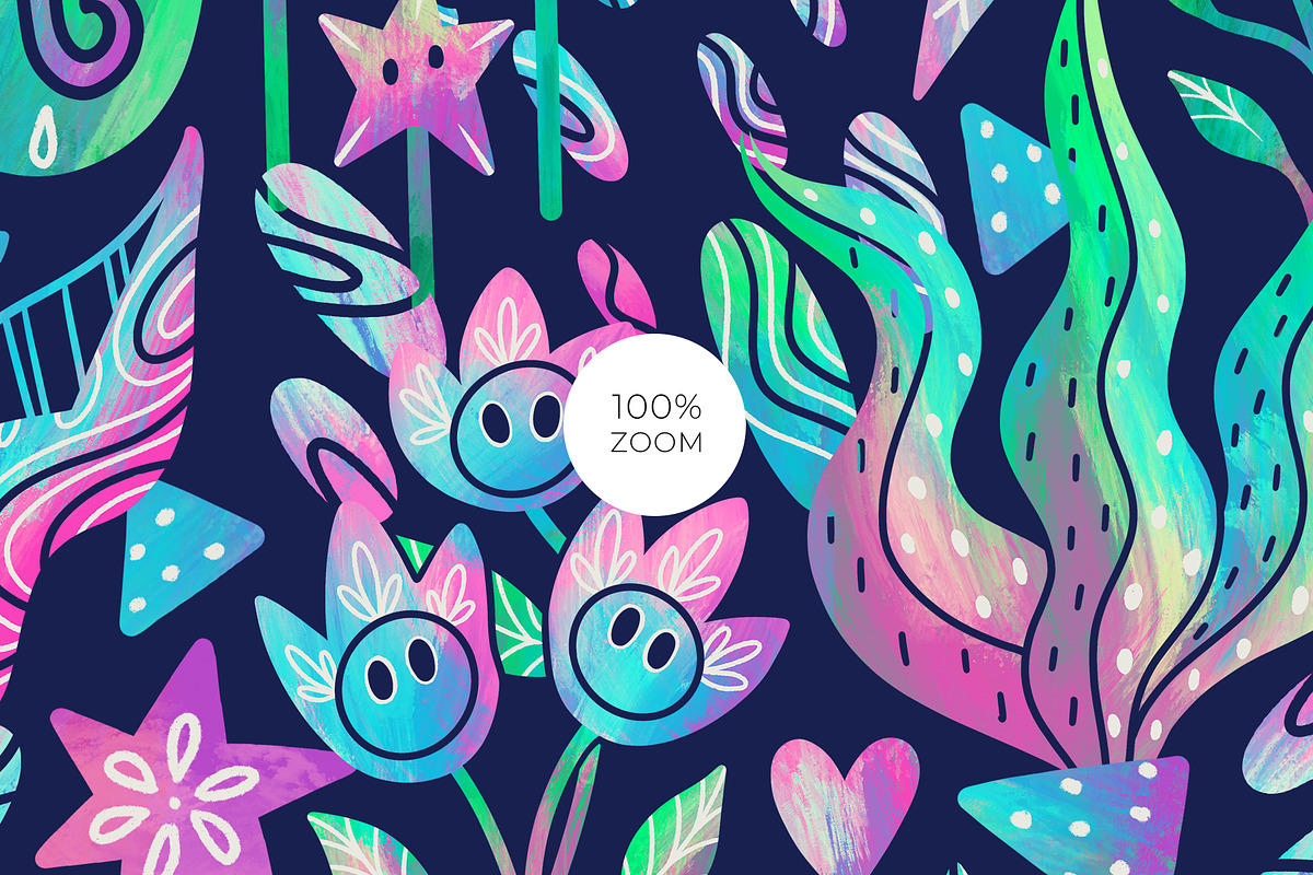 Vibrant Floral Space Pattern, a Pattern Graphic by Velliniki (Photo 6 of 10)