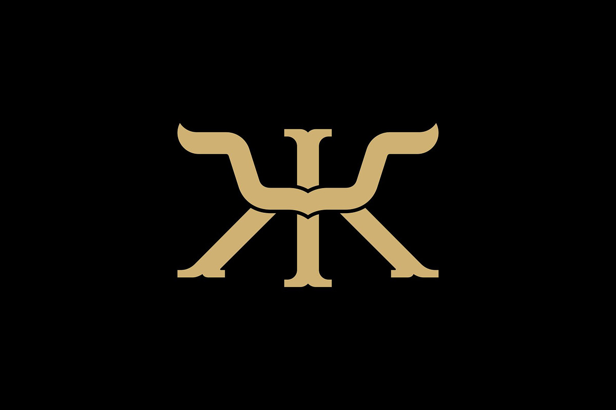 Wild West Letter KK Longhorn Logo