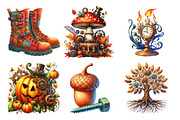 Watercolor Steampunk Autumn Clipart, an Illustration by Daily.Designs (Thumbnail 4 of 5)