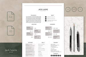 Modern Creative CV / Resume Template, a Resume Template by Jack Laurie Design