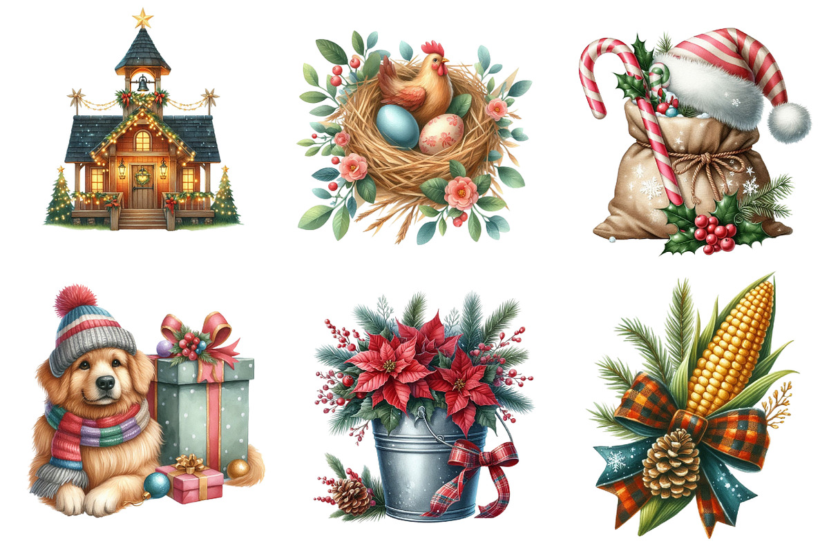 Christmas Farm Sublimation Clipart, an Illustration by CreationArt (Photo 3 of 5)