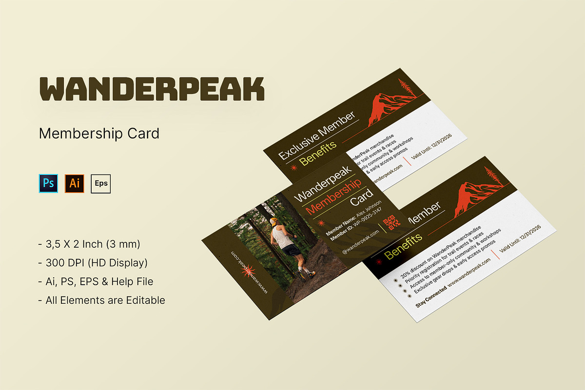 Wanderpeak - Membership Card, a Card Template by StreaksideStd (Photo 1 of 3)