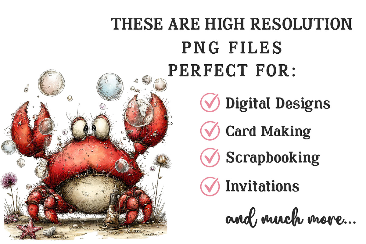 Whimsical Summer Crab Clipart, an Illustration by OK Design (Photo 5 of 6)