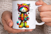 Whimsical Spring Cats Clipart Bundle, an Illustration by Canvas Craft (Thumbnail 5 of 7)