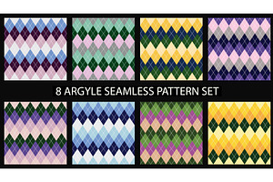 Argyle seamless pattern set. Textile