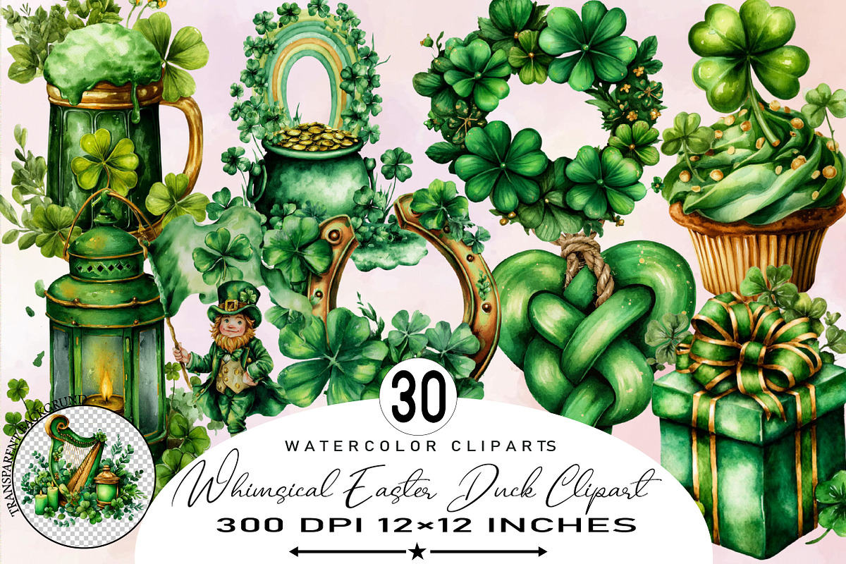 Watercolor St Patrick’s Day Clipart, an Illustration by SVGArt (Photo 1 of 7)