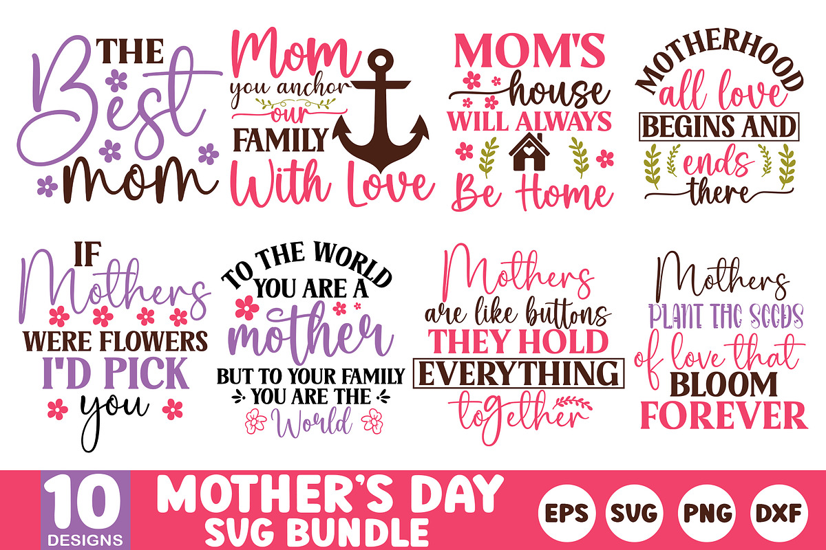 Mothers Day SVG Bundle, an Illustration by Crafticy (Photo 1 of 3)