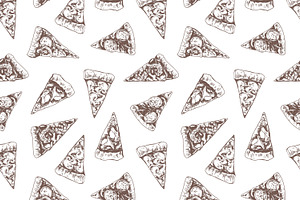 Pizza Seamless Patterns Set