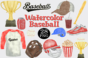 Watercolor Baseball Clipart Set, a Sport Illustration by CropUp Creative (Thumbnail 1 of 4)