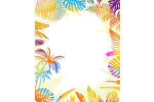 Multicolored palm leaf frame . Hand, an Illustration by Nenahliadava Design