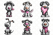 Whimsical Valentine Dog Clipart PNG, an Illustration by Black Bird Studio (Thumbnail 3 of 6)