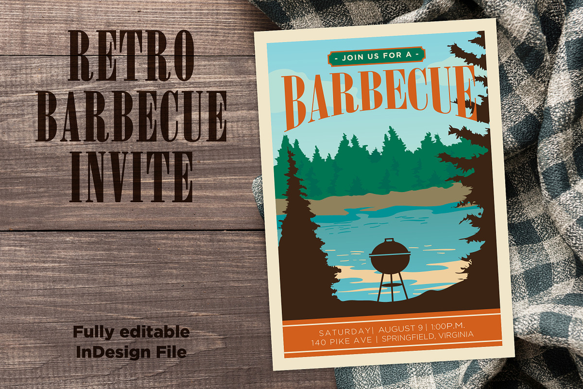 Retro Vintage BBQ Invite, an Invitation Template by BF Studios (Photo 1 of 2)