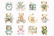 Sage Green Teddy Bear Clipart, an Illustration by Design Market (Thumbnail 3 of 4)
