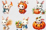 Watercolor Autumn Bunny Clipart, an Illustration by Black Bird Studio (Thumbnail 2 of 6)
