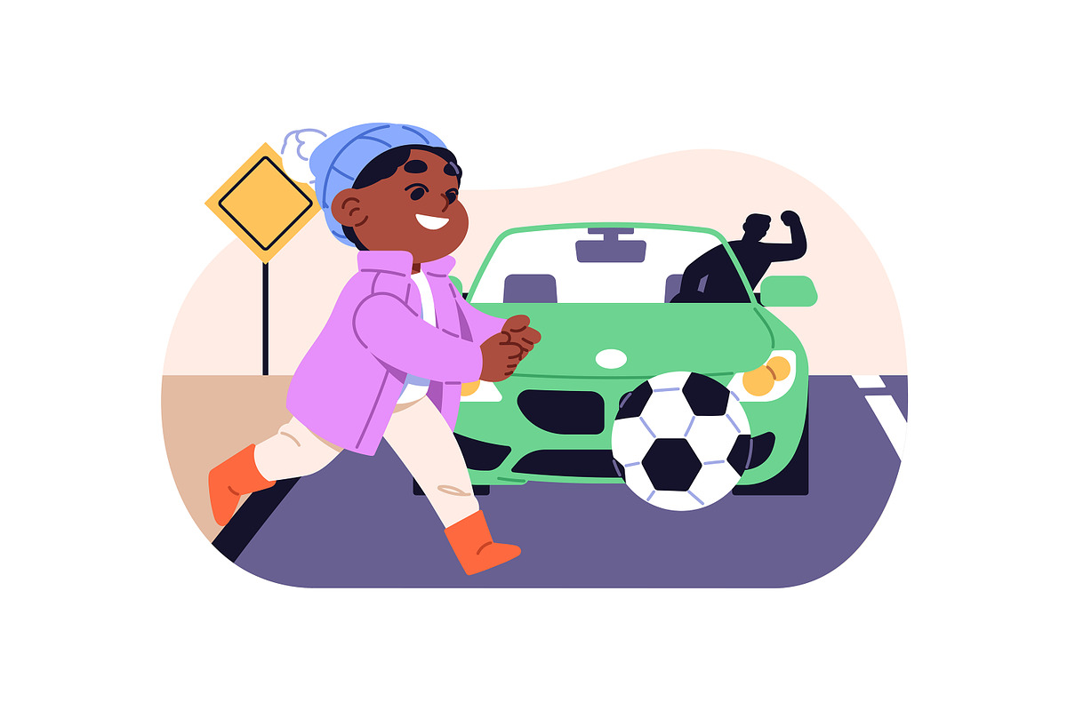 Kids danger and safety concept set, a Person Illustration by PaperTrident (Photo 4 of 13)