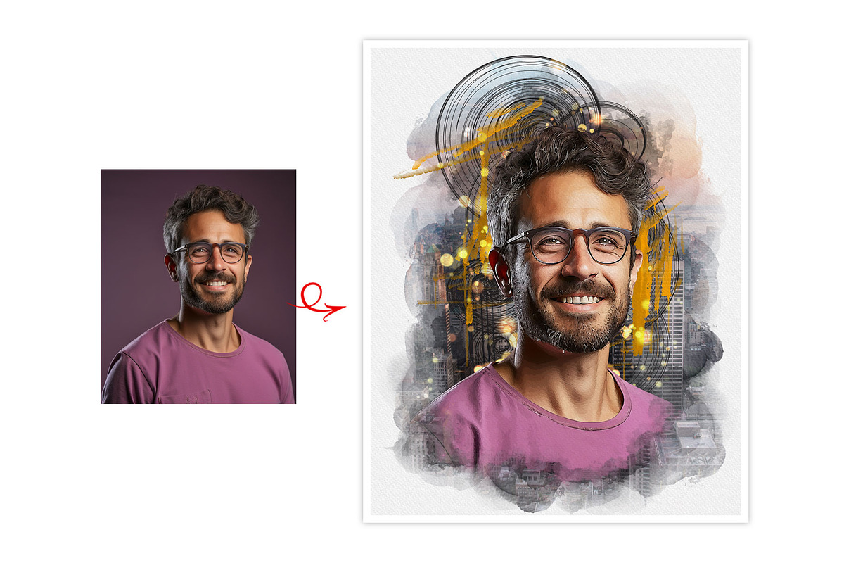 Abstract Portrait Watercolor Art, an Action Add-On by Photoshop Action (Photo 12 of 21)
