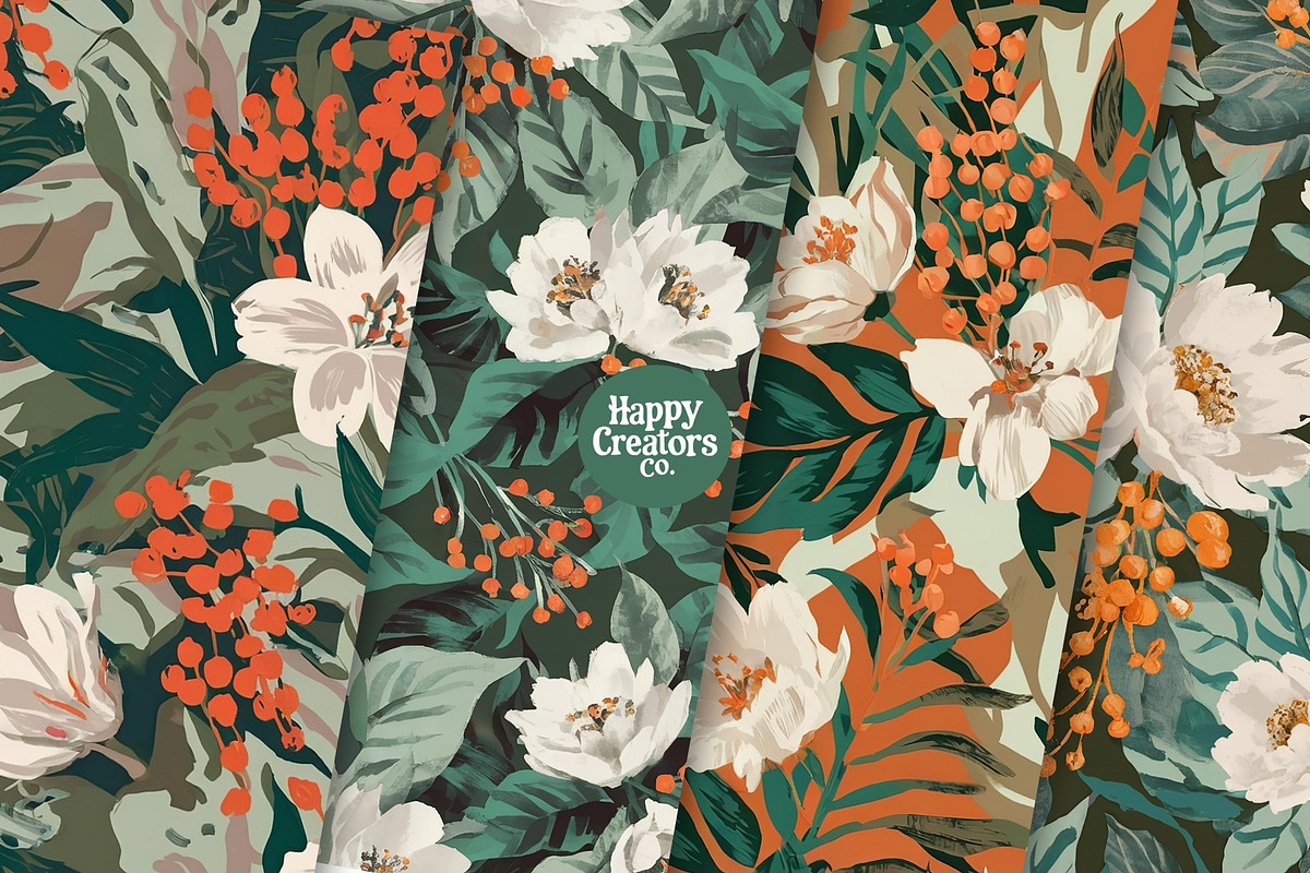 Brighter Blossoms Digital Paper Pack, a Pattern Graphic by Happy Creators Co. (Photo 4 of 7)