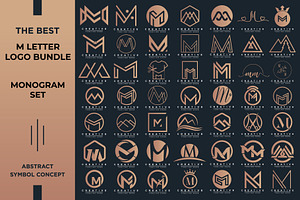 Letter M Logo Bundle MM Monogram Set