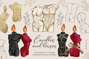 Candles and torsos of god and goddes