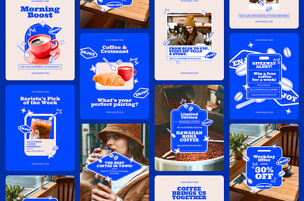 Coffee Shop Instagram Templates, a Social Media Template by Supanium Studio