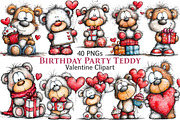 Valentins Day Birthday Party Teddy, an Illustration by Pixels.Craft (Thumbnail 1 of 5)