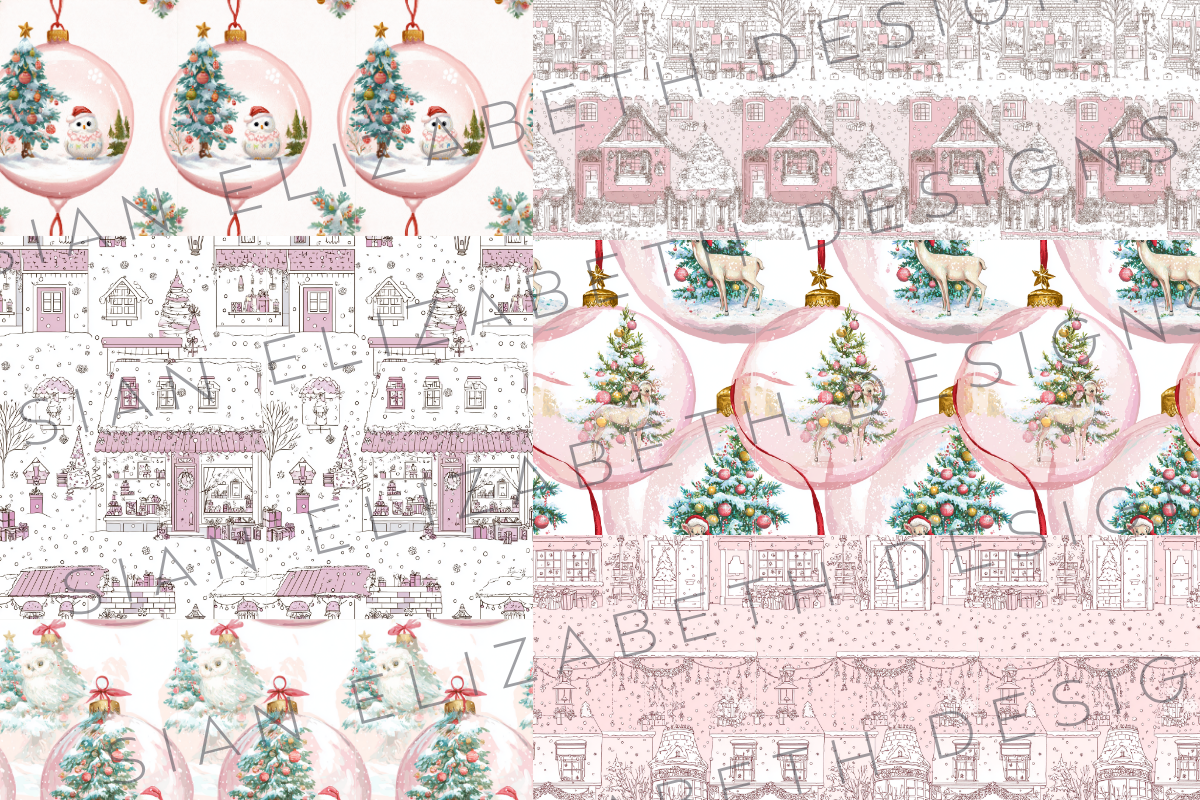 Pink Charming Christmas pattern, a Pattern Graphic by Sian Elizabeth Designs (Photo 4 of 7)