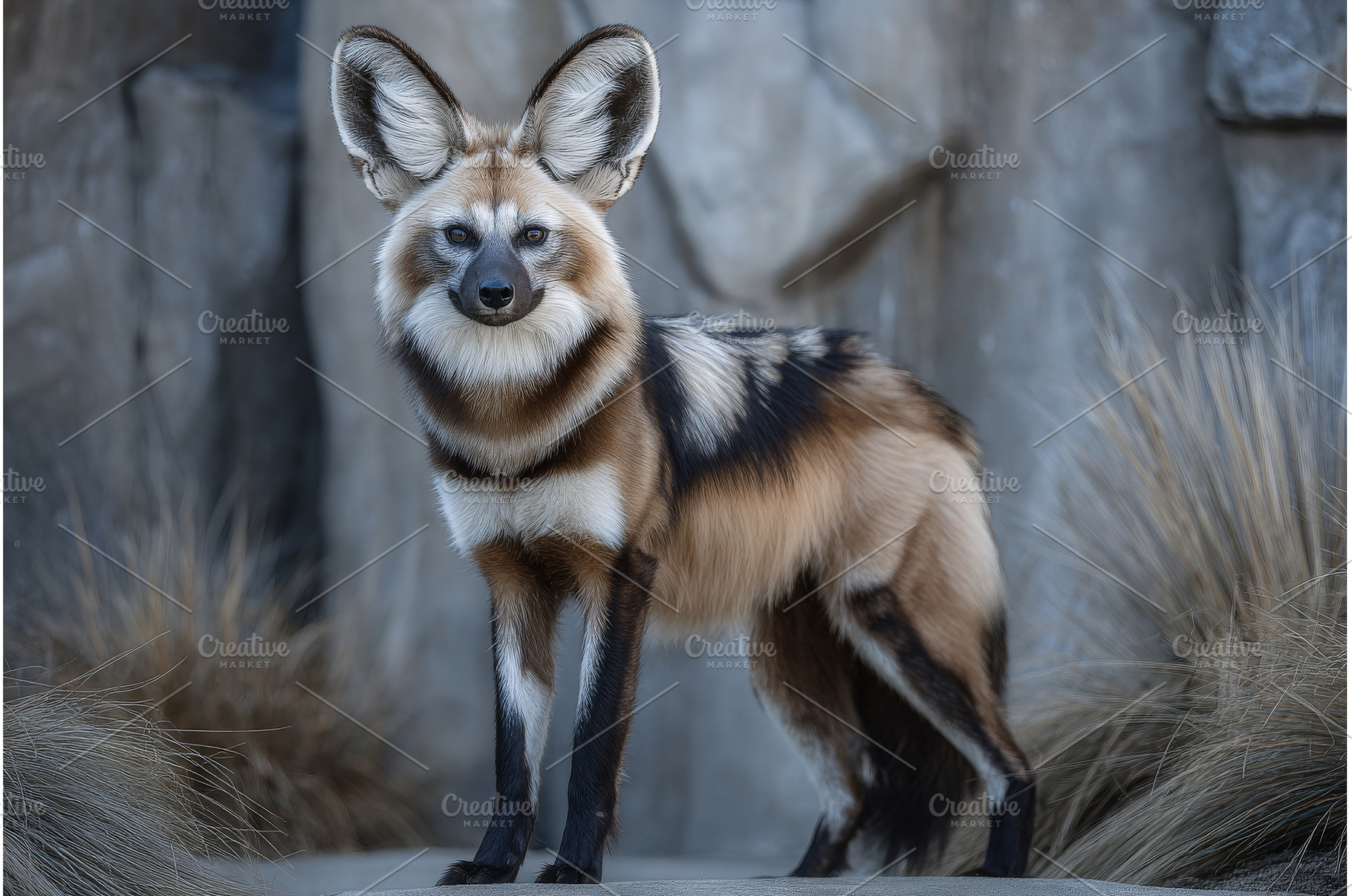 A maned wolf is seen on the grassy, an Animal Photo by ZinetroN