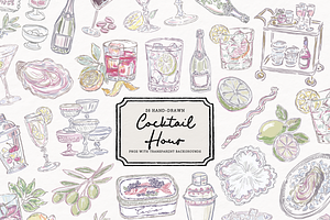 Wedding Cocktail Clipart, Bar Sign, a Food Illustration by The October Creative