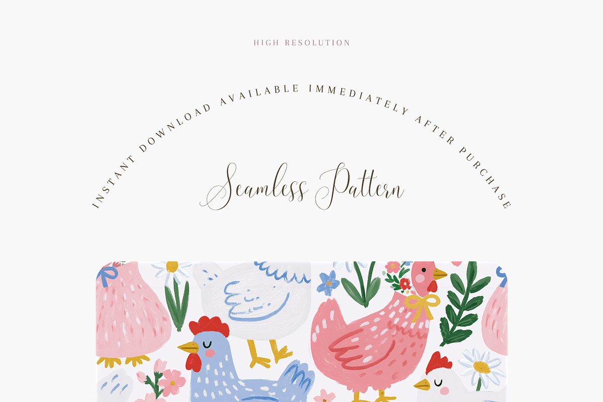 Whimsical Chickens Seamless Pattern, a Pattern Graphic by Pati Charm Studio (Photo 2 of 6)
