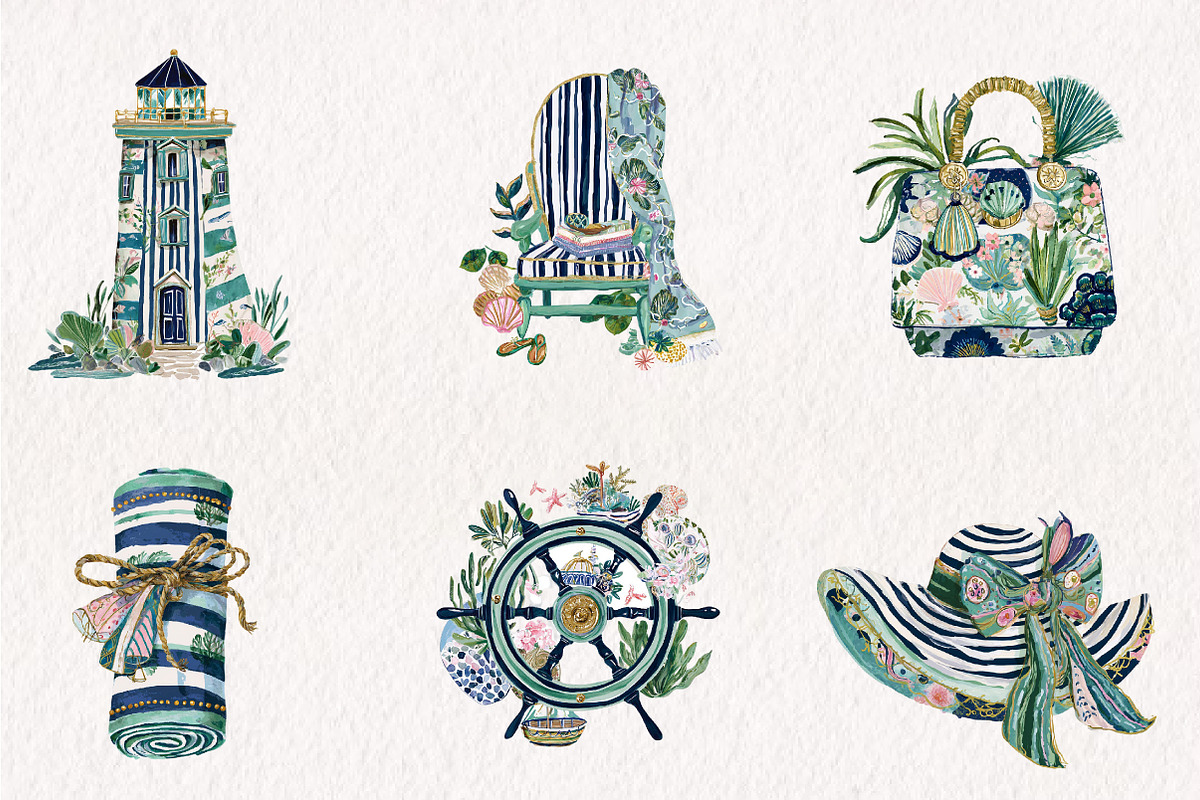 Preppy Coastal Clipart Png, a Seasonal Illustration by CreationArt (Photo 3 of 7)