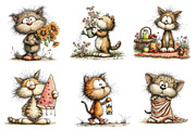 Whimsical Summer Cat Clipart, an Illustration by Dream Creation (Thumbnail 5 of 6)