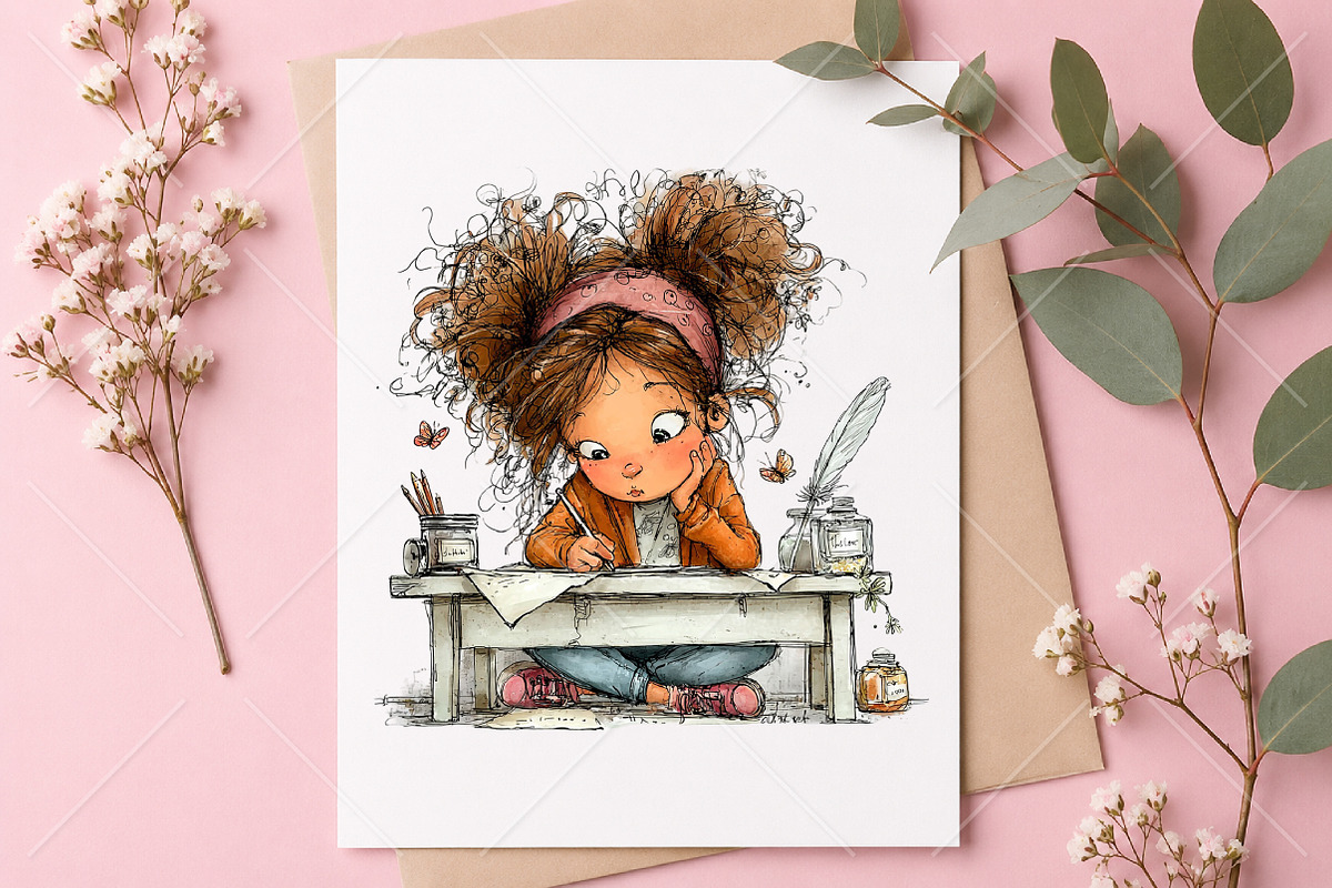 Watercolor Butterfly Letter Girl PNG, a Seasonal Illustration by Canvas Craft (Photo 10 of 10)