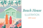 Beach House Illustration, an Illustration by Blue Lela Design (Thumbnail 1 of 3)