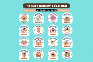 Set of retro bakery shop logo sign, a Branding & Logo Template by Guavanaboy