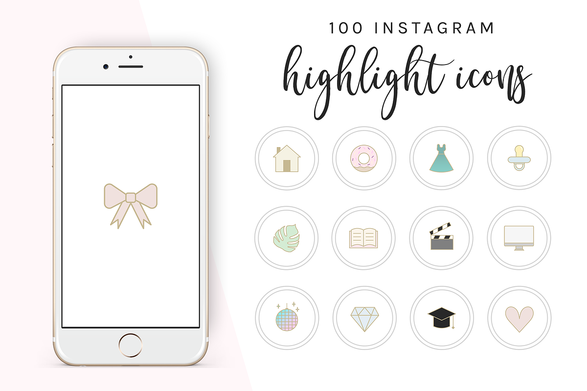 100 Instagram Story Highlight Icons, a Social Media Template by Blog&Glow (Photo 1 of 2)