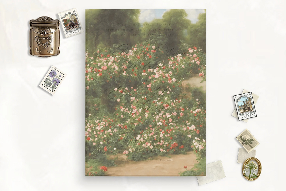 Rose Garden Printable Vellum Overlay, an Invitation Template by SilverJoyAtelier (Photo 2 of 2)