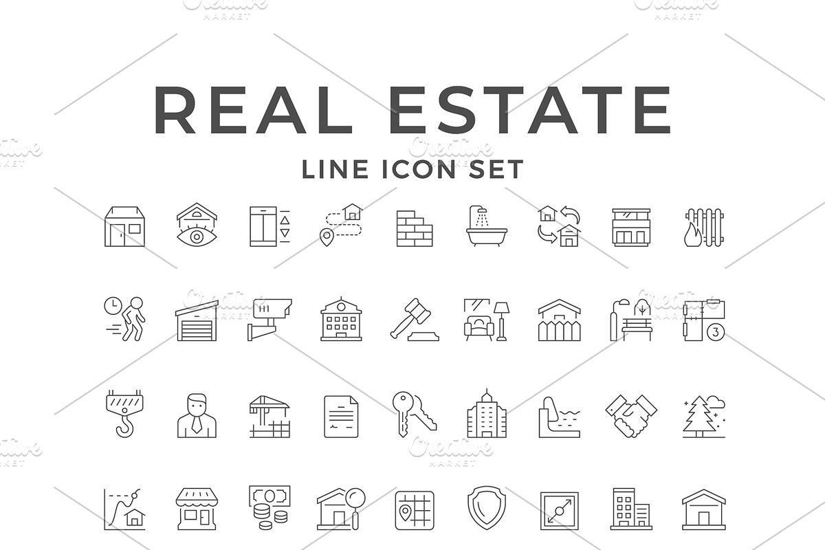 Set line icons of real estate, an Outline Icon by motorama