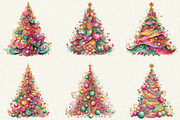 Colorful Christmas Tree Clipart, an Illustration by DreamCafeArt (Thumbnail 4 of 8)