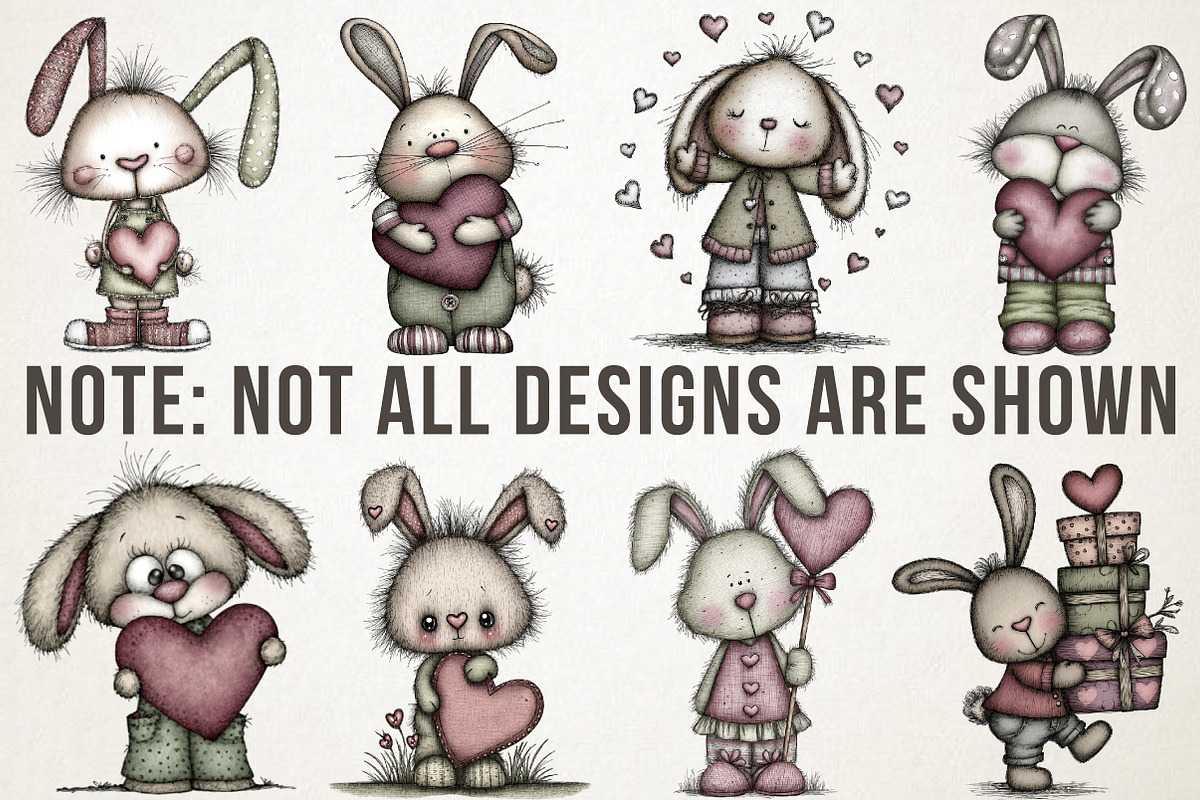 Whimsical Valentine Bunny Clipart, an Illustration by RobertsArt (Photo 5 of 7)