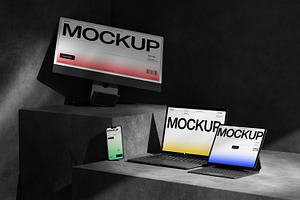 10 PSD Dark Multi Device Mockup Set