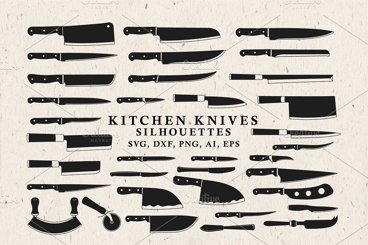 Kitchen Knives Silhouettes in Vector, an Illustration by Seaquint (Photo 1 of 2)