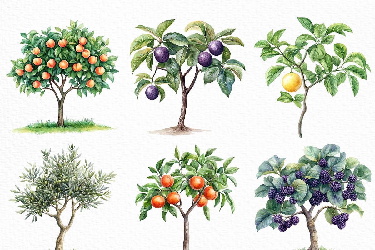 Watercolor Fruit Trees Clipart, an Illustration by Craft Nest (Photo 4 of 6)