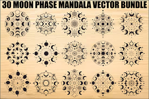 Moon Phase Mandala SVG Bundle, an Illustration by yasushie
