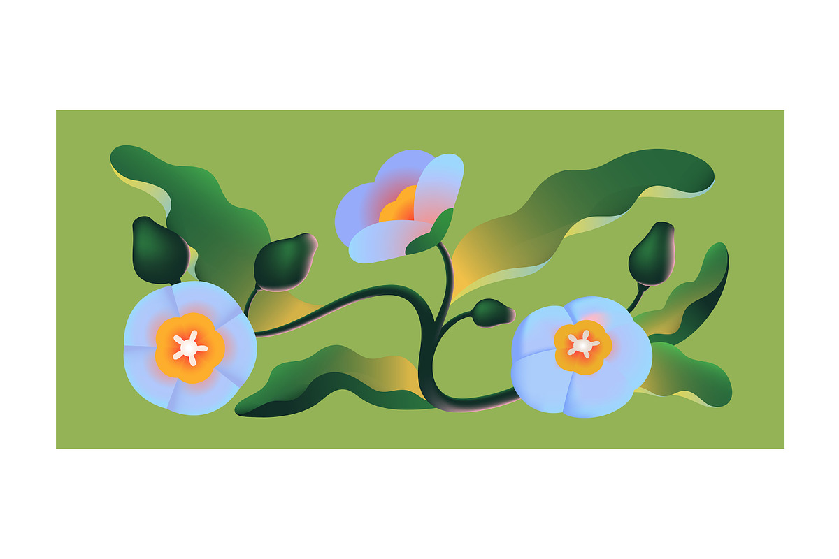 Abstract gradient flowers cards set, a Decorative Illustration by PaperTrident (Photo 5 of 8)