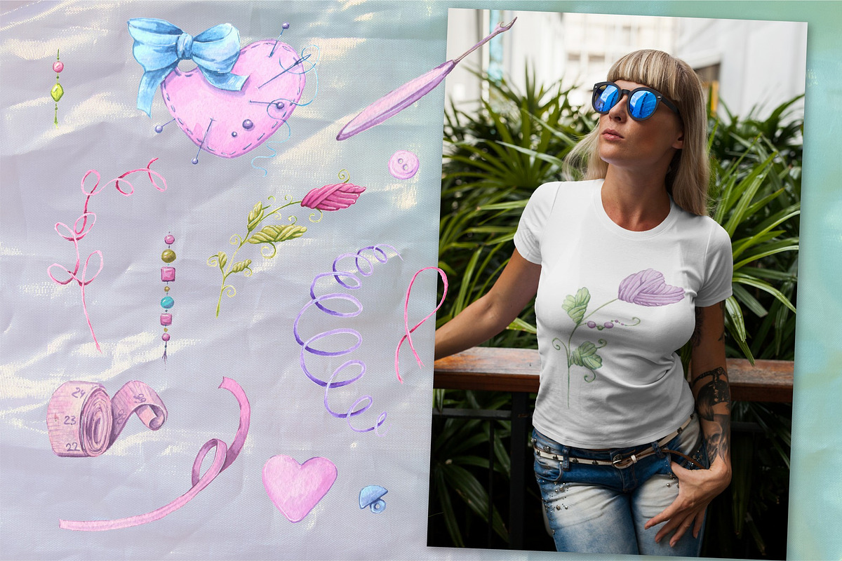 Sewing accessories and sewing mouse, an Illustration by Yuliya Art (Photo 6 of 10)