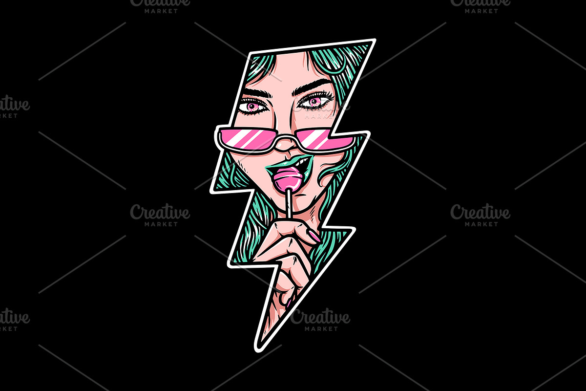 beautiful woman is biting candy, a Person Illustration by gunaonedesign (Photo 1 of 4)